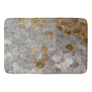 Gold and Silver Coins Bath Mat