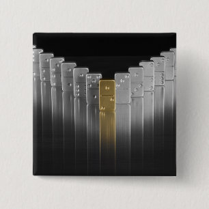 Gold and silver dominoes 2 inch square button