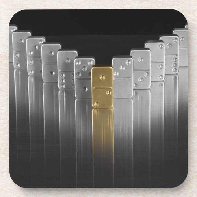 Gold and silver dominoes coaster (Front)