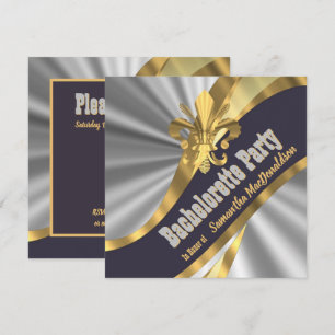 Gold and silver fleur de lys bachelorette party invitation
