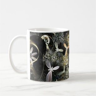 Gold and Silver Flowers Fractal Coffee Mug