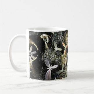 Gold and Silver Flowers Fractal Coffee Mug