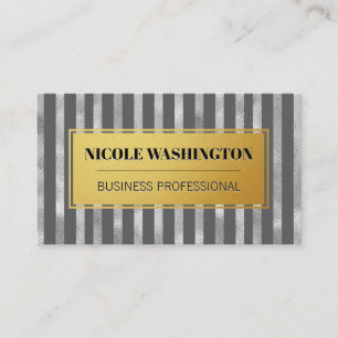 Gold and Silver Foil Striped   Fashionista Business Card