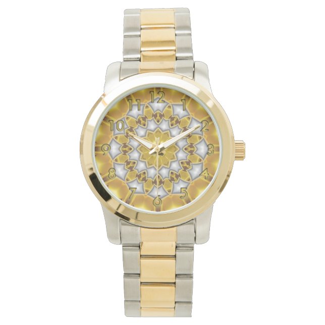 Gold and Silver Fractal Kaleidoscope Watch (Front)