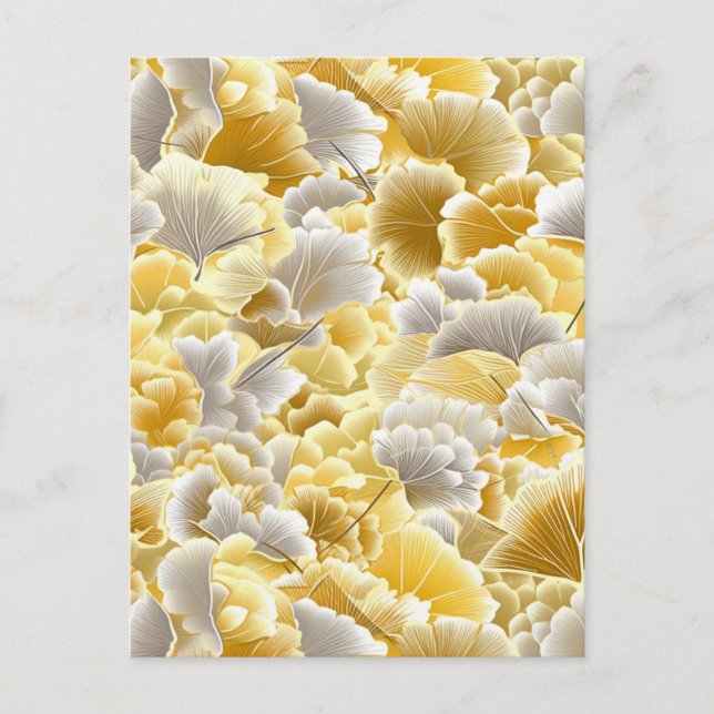 Gold and Silver Gingko Leaves Chiyogami  Postcard (Front)
