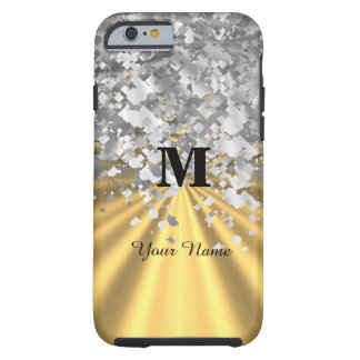 Gold and silver glitter monogrammed tough iPhone 6 case