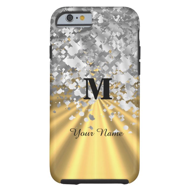 Gold and silver glitter monogrammed Case-Mate iPhone case (Back)