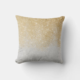 Gold and Silver Glitter Ombre Luxury Design Throw Pillow