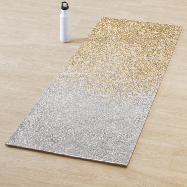 Gold and Silver Glitter Ombre Luxury Design  Yoga Mat (In Situ)