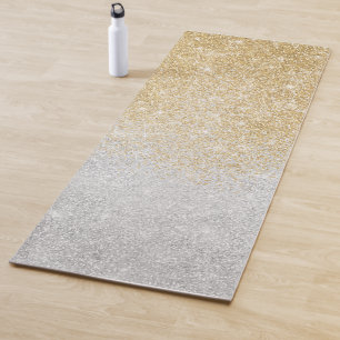 Gold and Silver Glitter Ombre Luxury Design Yoga Mat