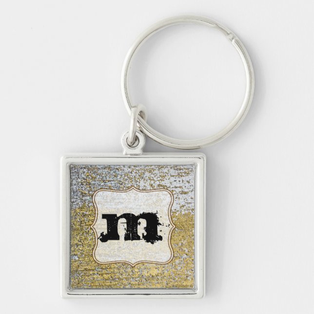 Gold and Silver Grunge Glitter Key Chain (Front)