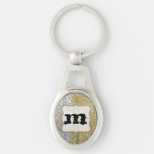 Gold and Silver Grunge Glitter Key Chain