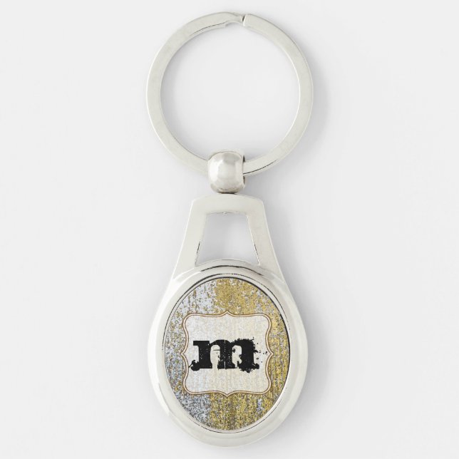 Gold and Silver Grunge Glitter Key Chain (Front)