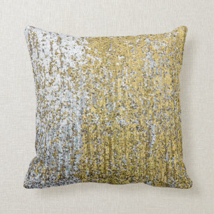 Gold and Silver Grunge Glitter Throw Couch Pillow