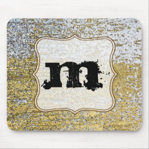 Gold and Silver Grunge Monogram Initial Mouse Pad