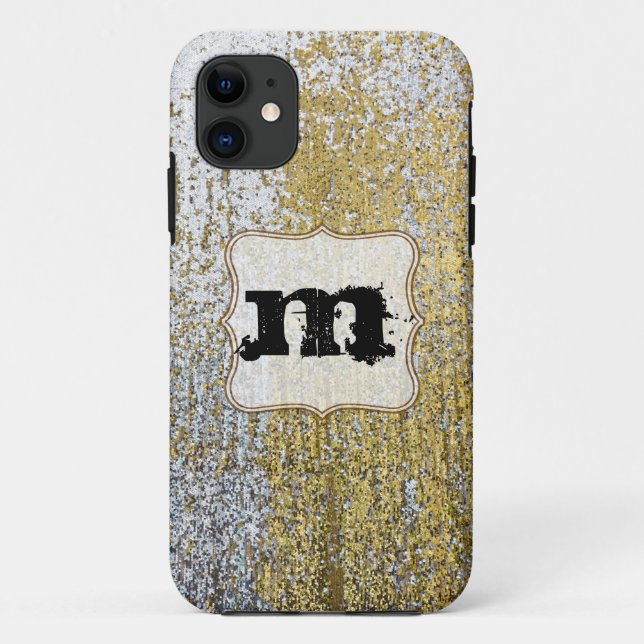 Gold and Silver Grunge Monogram IPHONE 5 Case (Back)