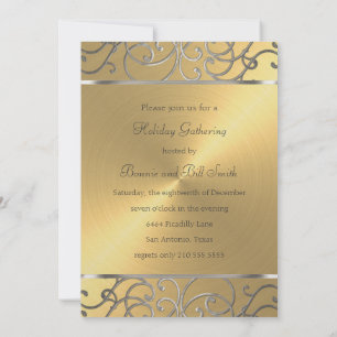 Gold and Silver Holiday Party Invitation