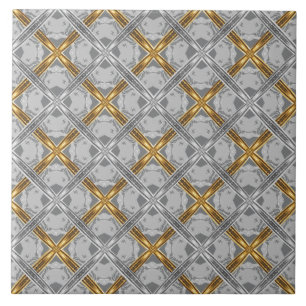 Gold and Silver Laced Medallions Pattern Tile