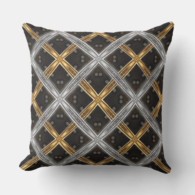 Gold and Silver Laced Pattern Throw Pillow (Front)