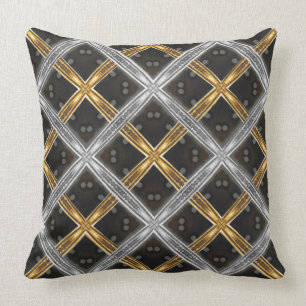Gold and Silver Laced Pattern Throw Pillow