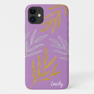 Gold and Silver Leaves Personalized Phone Case