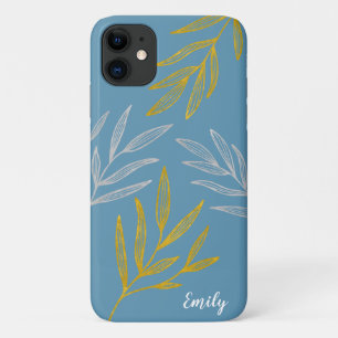 Gold and Silver Leaves Personalized Phone Case