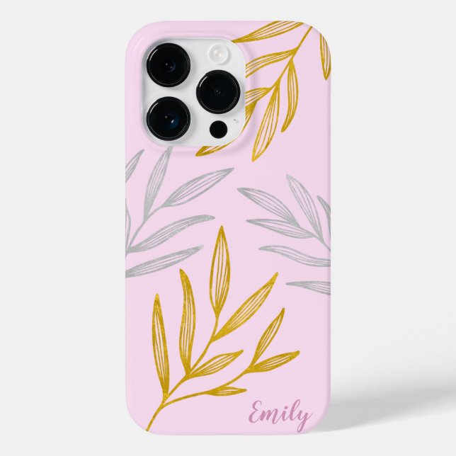 Gold and Silver Leaves Personalized Phone Case (Back)