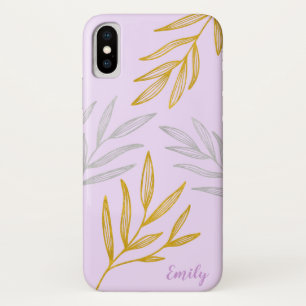 Gold and Silver Leaves Personalized Phone Case