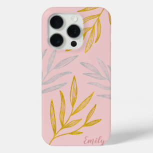 Gold and Silver Leaves Personalized Phone Case