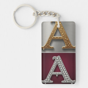 Gold and Silver Letter A Monogram Keychain