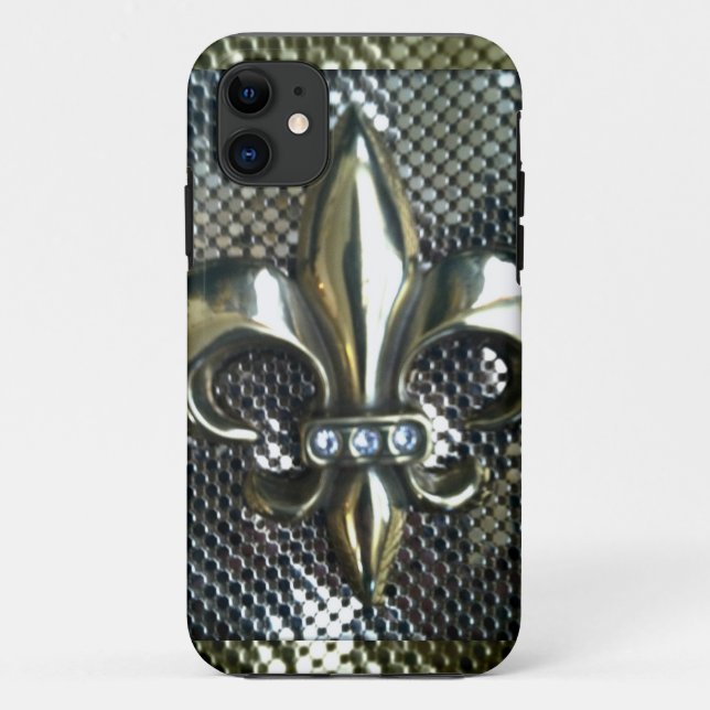 GOLD AND SILVER MESH FLEUR-DE-LIS PRINT Case-Mate iPhone CASE (Back)