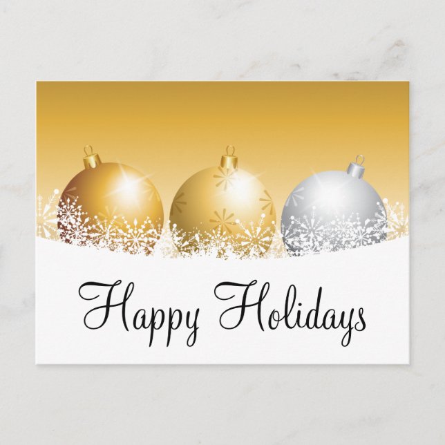Gold and Silver Ornaments Holiday Postcard (Front)