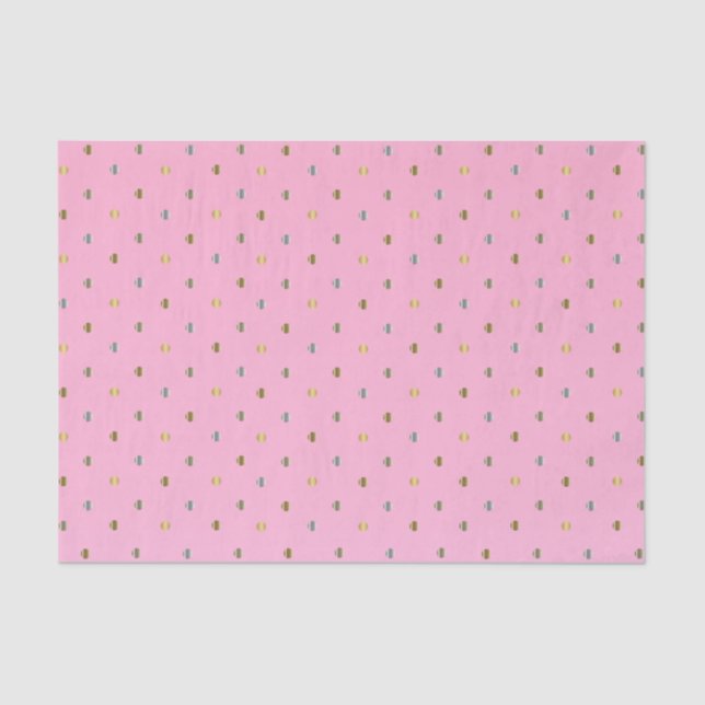 Gold and Silver Polka Dots on a Pink Background Tissue Paper (Front)