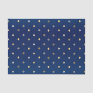 Gold and Silver Polka Dots on Navy Blue Tissue Paper