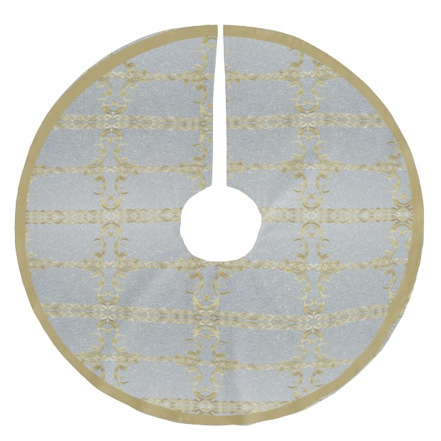 Gold and Silver Polyester Tree Skirt (Front)