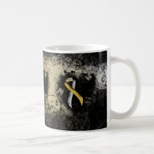 Gold and Silver Ribbon Grunge Heart Coffee Mug