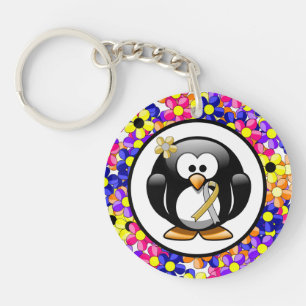 Gold and Silver Ribbon Penguin Keychain