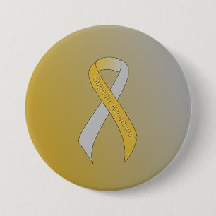 Gold and Silver Ribbon Support Awareness 3 Inch Round Button