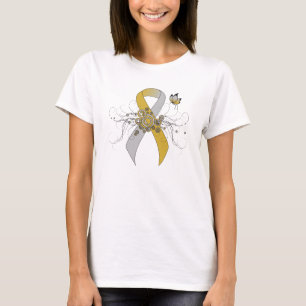 Gold and Silver Ribbon with Butterfly T-Shirt