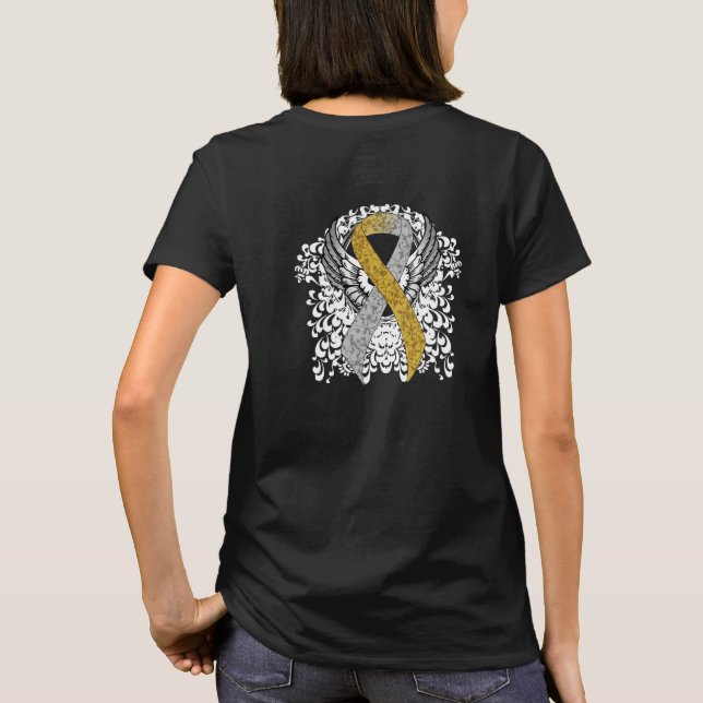 Gold and Silver Ribbon with Wings ribbon T-Shirt (Back)