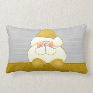 Gold and Silver Santa with Christmas Lumbar Pillow