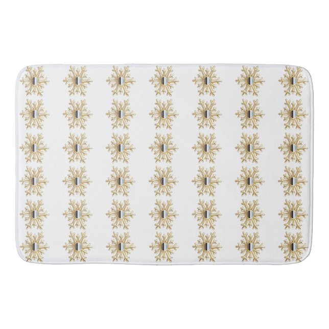 Gold and Silver Snowflakes Bath Mat (Front)