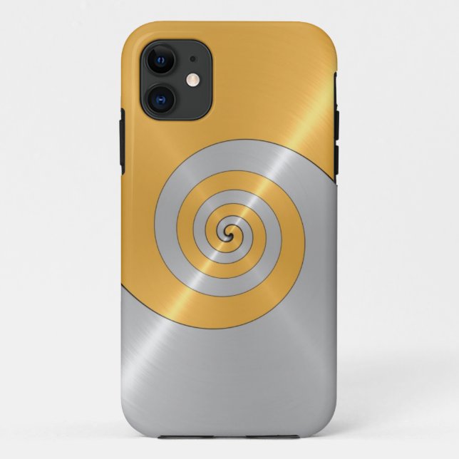 Gold and Silver Stainless Shiny Metal Swirl Case-Mate iPhone Case (Back)