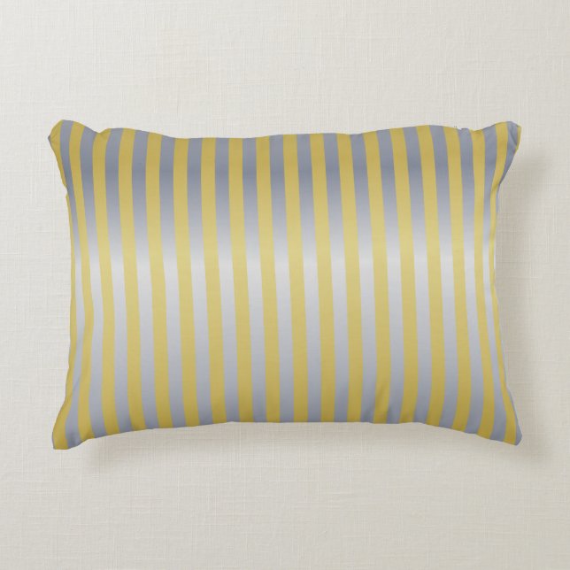 Gold and Silver (Stripes) Accent Pillow (Front)