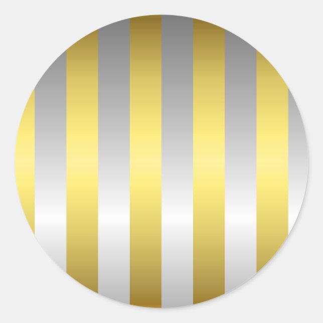 Gold and Silver Stripes Classic Round Sticker (Front)
