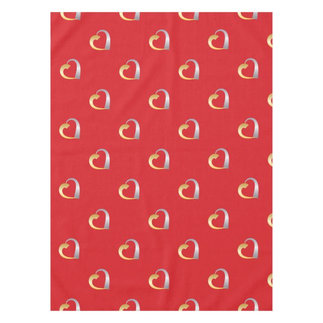 Gold and silver Valentine Heart Tablecloth (Front)