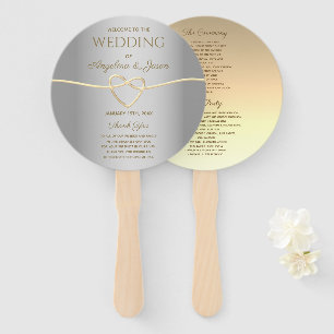 Gold and Silver Wedding Program Hand Fan