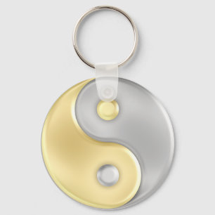 Gold and Silver Yin and Yang Keychain