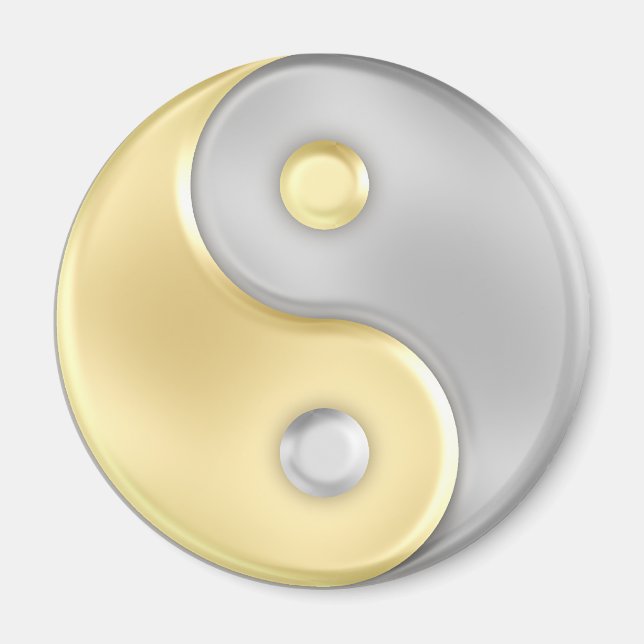 Gold and Silver Yin and Yang Magnet (Front)