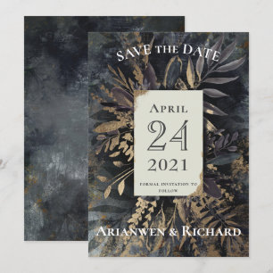 Gold and slate grey Save Our Date Invitation